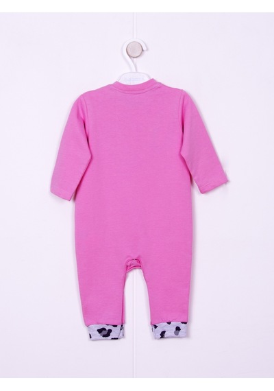 Kidaxi Nakışlı Patiksiz Pamuklu Pembe Bebe Tulum Pembe