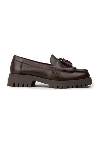 Deery Kadın Hakiki Deri Kahverengi Püsküllü Loafer - 02033zkhvc03