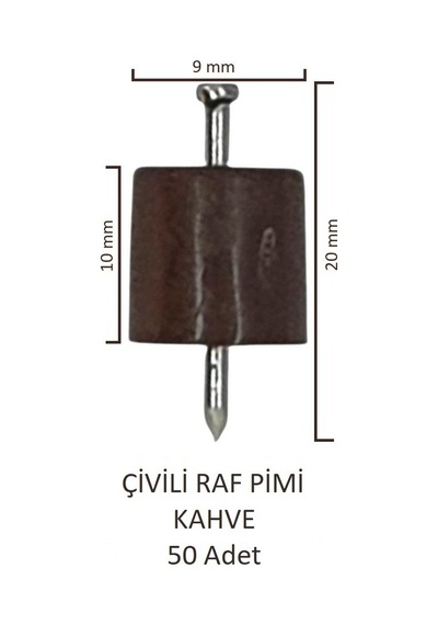 Çivili Raf Pimi Kahve 50 Adet Kahve