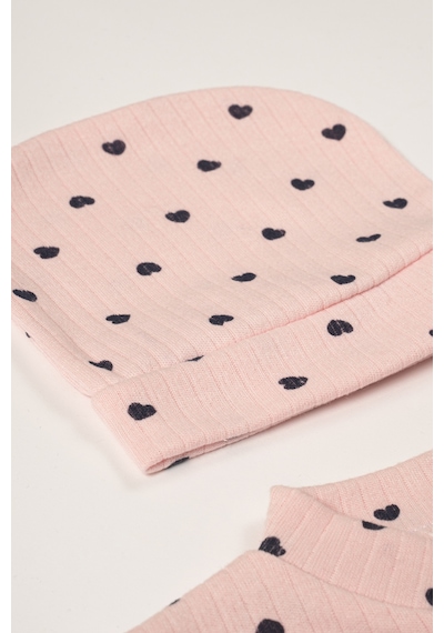 Baby Kids Colors 5 Parça Hastane Çıkışı Zıbın Set Yeni Doğan Fitilli Pembe Kumaşa Çok Renkli