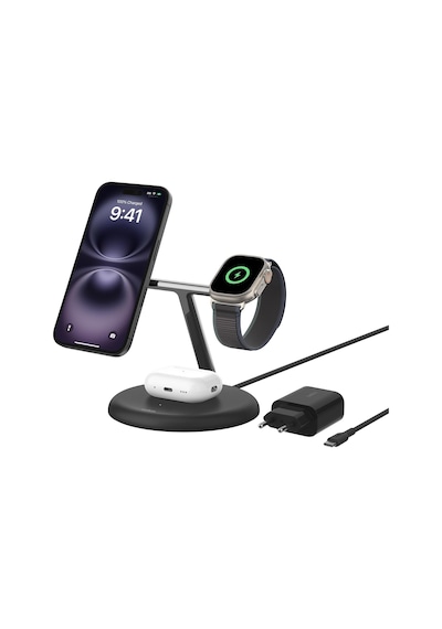 Belkin 3'ü 1 Arada Manyetik Magsafe Uyumlu Qi2 15w Kablosuz Şarj 30337320