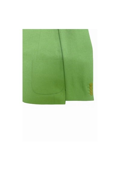 Plus Scorpion Erkek Slim Fit Blazer Ceket Tek Düğmeli Çift Yırtmaçlı Torba Cepli Yarım Astarlı Yeşil