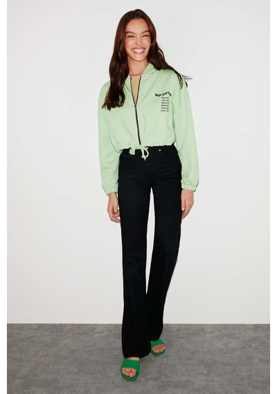 Ethıquet Sılk Crop Yeşil Sweatshirt