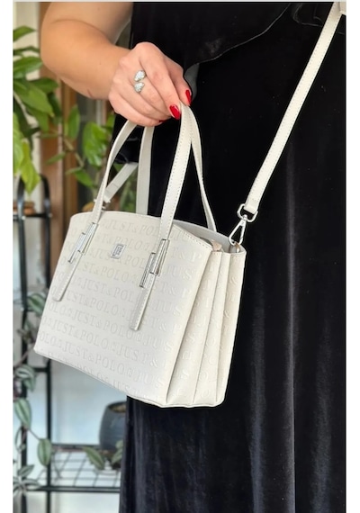 Just Polo Kadın Orijinal Just Polo 5 Bölmeli Şık El Ve Omuz Çantası Shoulder Bag 26 X 24 Cm Taş