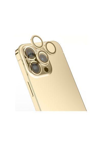 Apple Uyumlu iPhone 14 Pro Max Zore Mikro Kamera Lens Koruyucu Gold