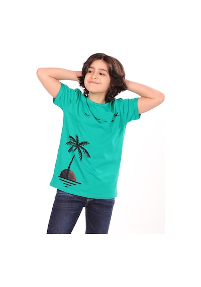 Toontoy Kids Toontoy Erkek Çocuk Baskılı Tişört Koyu Yeşil