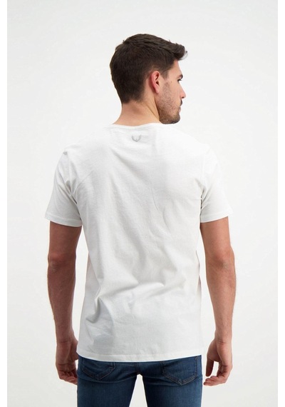 Rich Ekru Erkek Yıkamalı Basic T-shirt Beyaz