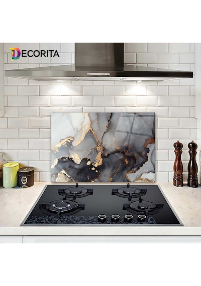 Decorita Cam Ocak Arkası Koruyucu|Stark MermerGörünümlü|40cmx60cm
