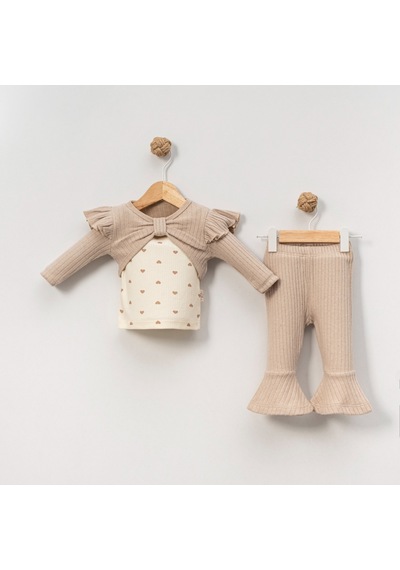 Çakar Bebe 6-18 Aylık Boleralı Kız 2 Li Takım -8034155 - Bej Bej