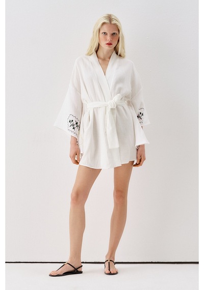 Sagaza Studio Ss6185 Desenli Kimono Pembe