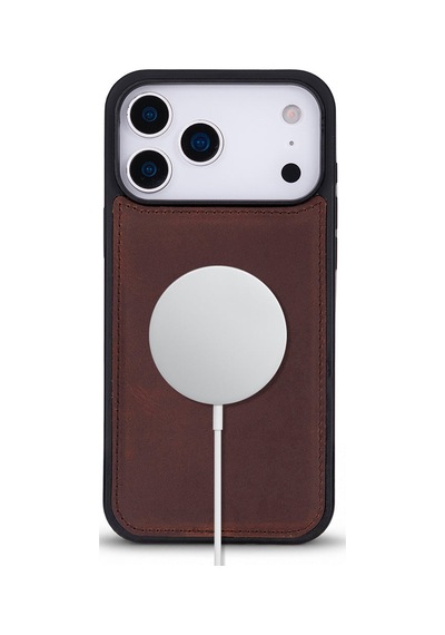 Bloomcase Mono Saddle Heritage Apple iPhone Uyumlu 17 Pro Max/ 18 Pro Max 6.9" Hakiki Deri Magsafe Kılıf Kahverengi