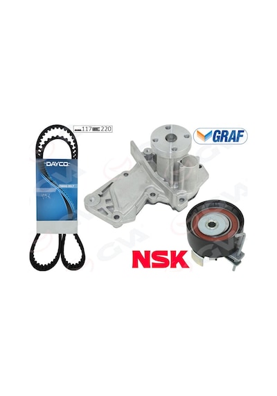 Triger - Eksantrik Kayış + Gergi Seti + Su Pompalı Gva 59wpk3525 Fıesta 4 1996-2008 1.25 İ 16v 55kw-75hp 5m5q8b596ab-2302744-5m5q8b596aa