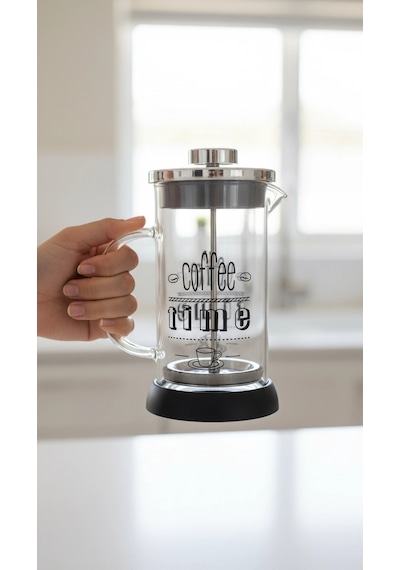 Tasarım French Press - Filtre Kahve Ve Bitki Çayı Demliği 350 Ml Siyah Çok Renkli