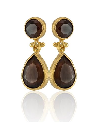 Kadir Jewellery 22 Ayar Altın Kaplama Vintage Küpe -el İşçiliği Ve Hipoalerjenik Küpe Kahverengi 66620957