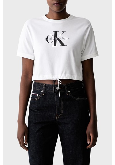 Calvin Klein Pamuklu Logolu Regular Fit Bisiklet Yaka T Shirt Lv047g288gyaf Bayan T Shirt Lv047g288g Yaf Beyaz
