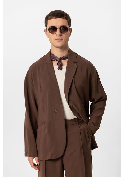 Antioch Oversize Astarsız Erkek Blazer Ceket Kahve