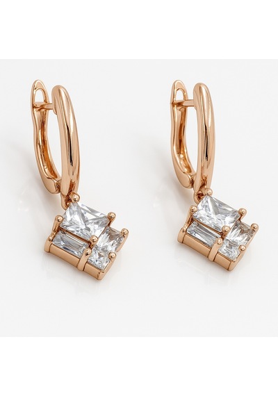 18k Rose Gold Plated Multi Stony Drop Küpe Gold
