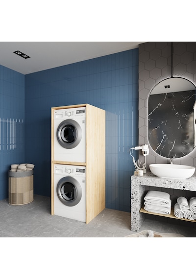 Babil Çamaşır Ve Kurutma Makinesi Dolabı Banyo Dolabı Meşe Meşe