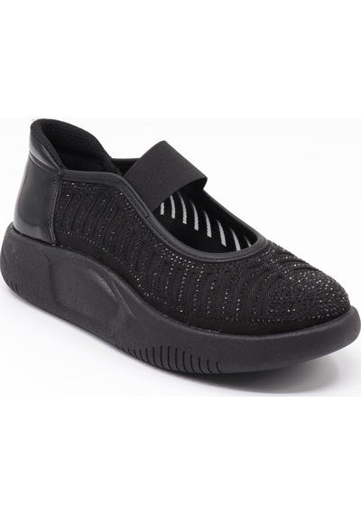 Nesilshoes Nesil Shoes Conf 212 Siyah Taşlı Anatomik Kadın Sneakers