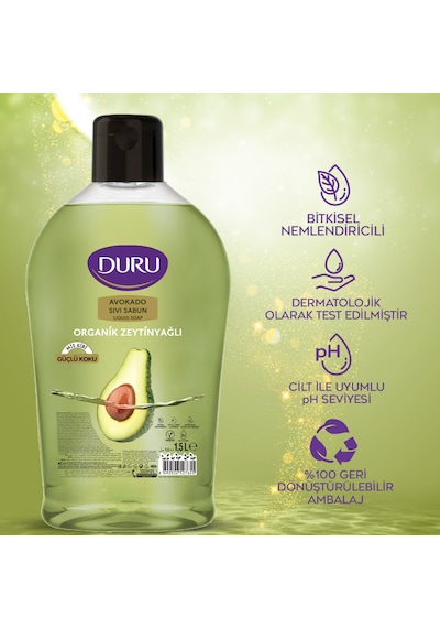 Duru Organik Zeytinyağlı Avokado Sıvı Sabun 2 x 1500 ML + 500 ML