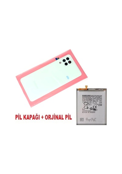 Samsung Galaxy Uyumlu A22 4g Arka Pil Batarya Kapağı + Pil Kamera Lensli Mav İind21721