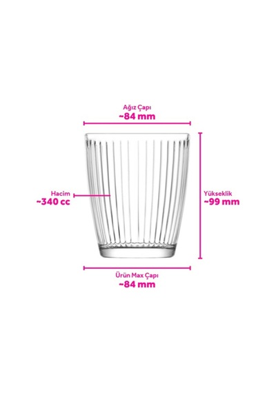 Lav Hestia Cam Viski Bardağı 3'lü 340 ml (Meşrubat/Su Bardağı)