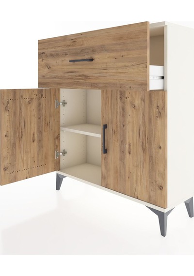 Arges Şifonyer Tek Raflı Tek Çekmeceli 2 Kapaklı 88x30x106 Aytaşı-çam Aytası
