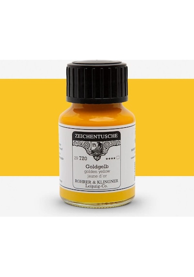 Rohrer&klingner Kaligrafi Mürekkebi Zeichentusche 29-airbrush-fırça-divit 50ml-720-golden Yellow Çok Renkli