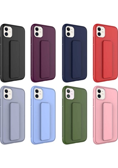 Apple Uyumlu iPhone 12 Kılıf Zore Qstand Kapak Gri