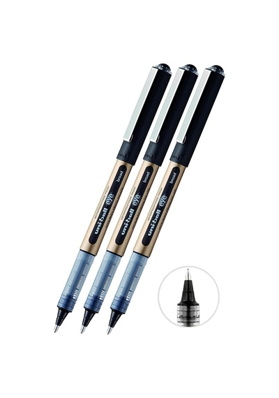 Siyah Pilot Kalem 3 Adet Uniball Eye Broad 1.0 Mm Roller Pilot Kalem Ub-150-10 Roller Uçlu Likit Mürekkepli Siyah