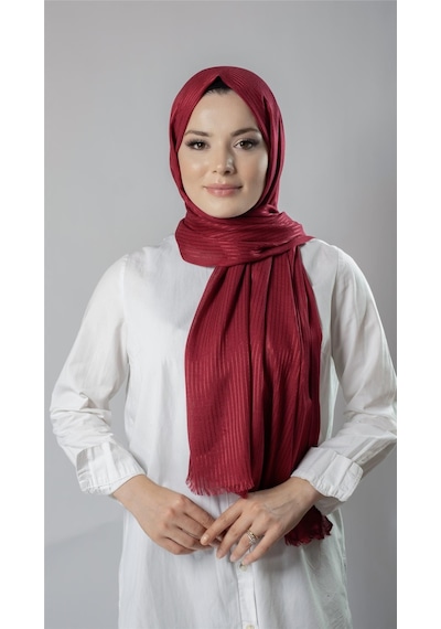 Hürrem Bone Bordo İnce Çizgili Şal Viskon Kumaş Bursa Dolama 202111 16 Bordo