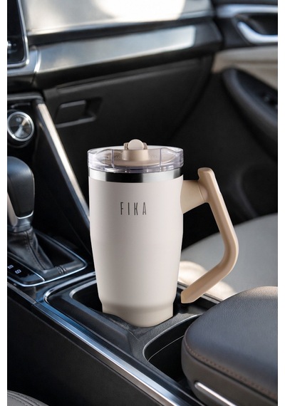 Fika Lumi Döner Kulplu Termos 950 Ml - Bej-7569