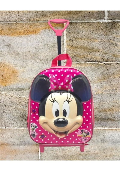 Tezzgelsin Anaokulu Kreş Çekçekli Pembe Mickey Mouse Figürlü 3-6 Yaş 3d Kabartmalı Sırt Okul Çantası Pembe