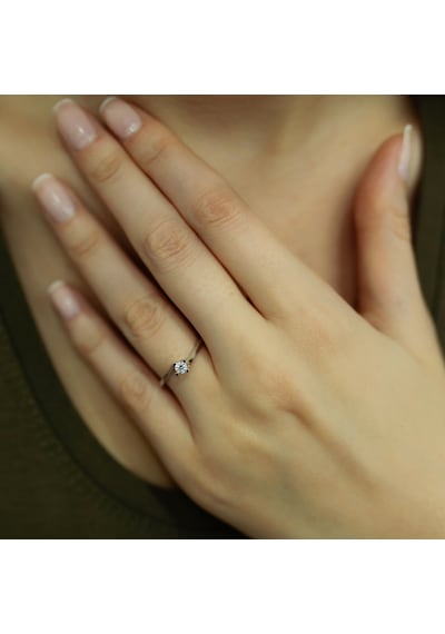 Lova D Renk 0,14 Karat Pırlanta Tektaş Yüzük - 1060051