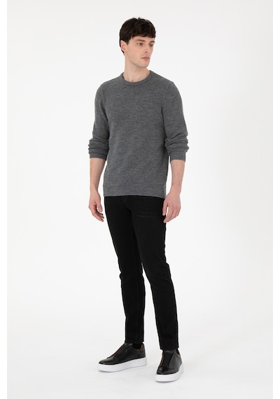 U.S. Polo Assn. Erkek Regular Fit Bisiklet Yaka Gri Melanj Kazak 50297049-VR086