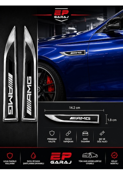 Mercedes Amg Yan Çamurluk / Kapı Üstü Logo Trim Seti Premium Tasarım