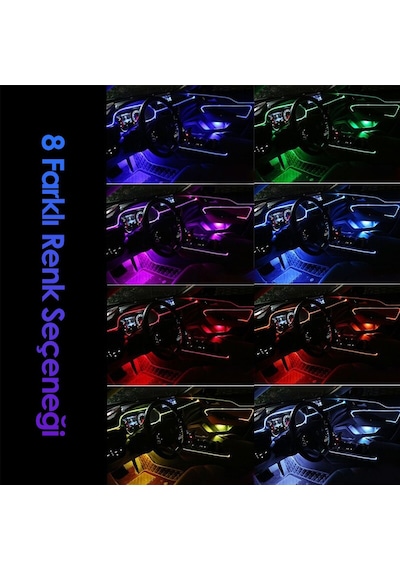 Ayak Altı Led Kumandalı Sese Duyarlı Araç İçi Aydınlatma 12 Ledli