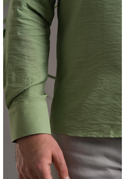 Modtime Slimfit Gofre Kumaş Yaka Düğmeli Uzun Kol Erkek 001