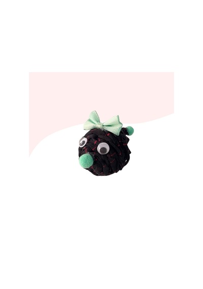 Miçiko Çıngıraklı Örme Kedi Oyuncağı 9cm Siyah Desenli