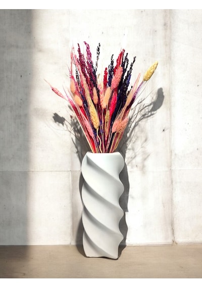 Spiral Model Vazo - 22 Cm Beyaz Vazo Beyaz