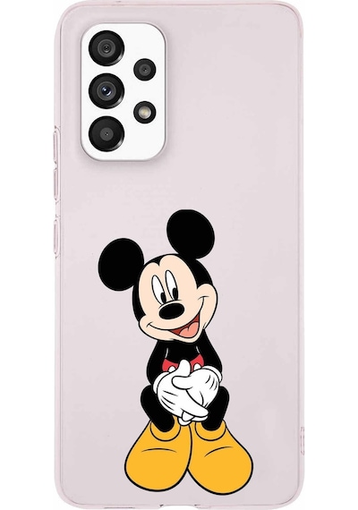 Samsung Uyumlu Galaxy A33 Kapak Mickey Mouse Tasarımlı Şeffaf Silikon Kılıf Şeffaf