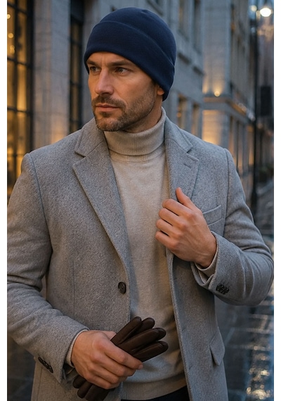 Unisex Termal Polar Bere Kışlık Sıcak Tutan Rüzgar Geçirmez Kulak Kapatan Outdoor Bere Lacivert