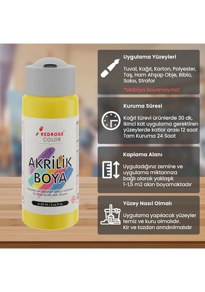 Sarı Akrilik Boya 60ml 0,15 L
