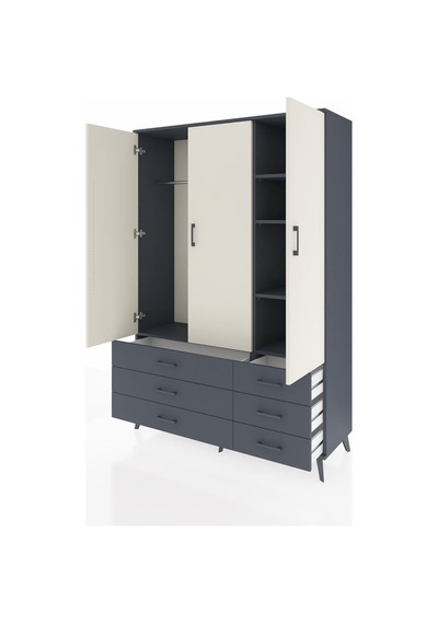 Hyperion Dolap 5 Raflı 6 Çekmeceli Tek Askılı 132x44x195 Antrasit-aytaşı/antrasit Aytası/antrasıt Hyperion Dolap 5 Raflı 6 Çekmeceli Tek Askılı 132x44x195 Antrasit-aytaşı/antrasit Aytası/antrasıt