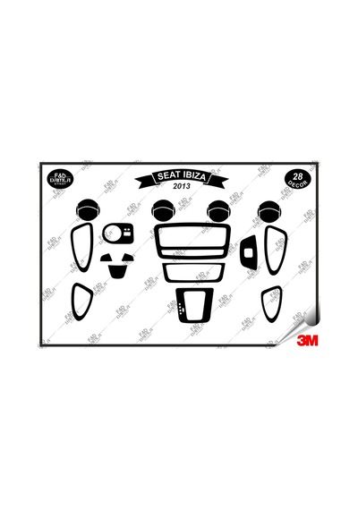 Seat İbiza 2013 Torpido Konsol Trim Göğüs Maun Kaplama Set 28 Parça Siyah