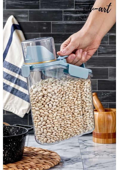 1.8 L Kapaklı Sıvı Toz Deterjan Saklama Kabı Banyo Organizer Çok Amaçlı Saklama Kutusu Mavi