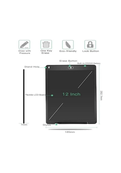 Zenviya21 12 Inc Renkli Lcd Grafik Dijital Kalemli Çizim Tableti Yazı Tahta Not Yazma Eğitim Tableti Kırmızı Zenya