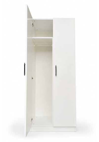2 Kapılı Gardırop, Elbise Dolabı, Askılı Ve Raflı Beyaz