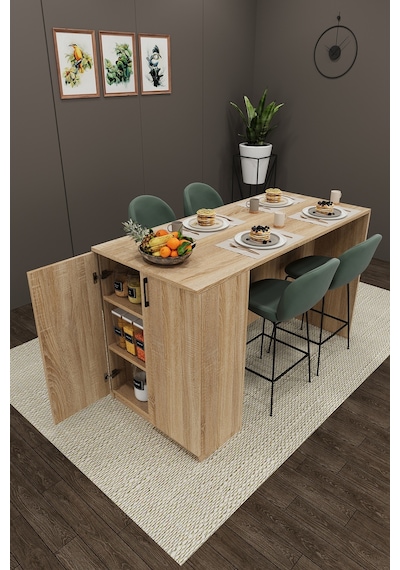 Asra Trend Mutfak Adası MA-04 %100 MDF Dolaplı Yemek ve Bar Masası Sonoma Asra Trend Mutfak Adası MA-04 %100 MDF Dolaplı Yemek ve Bar Masası Sonoma