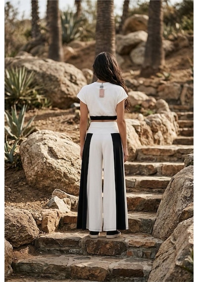Kısa Kollu Moda Trend Penye Alt Üst Takım Beyaz